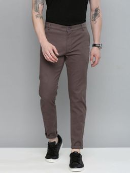 The Indian Garage Co - Men Slim Fit Mid-Rise Solid Grey Chinos