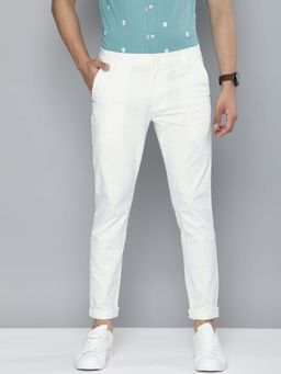The Indian Garage Co - Men Slim Fit Mid-Rise Solid White Chinos