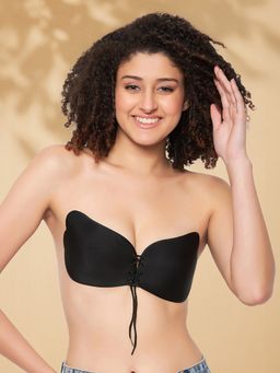 Clovia - Black Stick-On Bra with Tie-Ups
