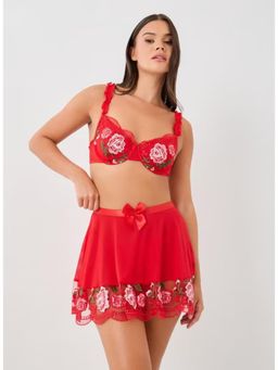 BRACHY - Red Honeymoon Bridal Babydoll Lingerie Underwire Hot Dress.