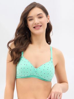 Clovia - Cotton Padded Non-Wired Full Coverage Floral Print Multiway T-Shirt Bra