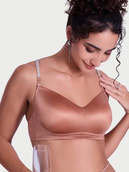 Enamor - Brown Curve Enhancing Satin T-Shirt Bra