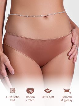 Enamor - Brown Smooth Stretch Satin Bikini Panty