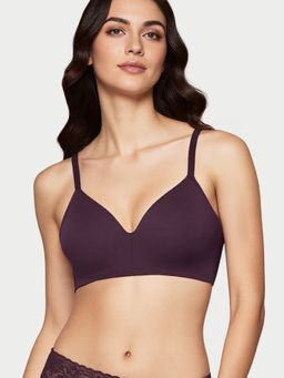Enamor - Purple Drip Padded Wire-Free Medium Coverage T Shirt Bra