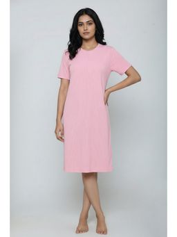 Zivame - Cameo Pink Knit Cotton Loungewear Dress