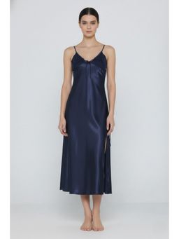 Zivame - Navy Blue Satin Night Dress