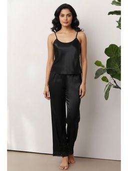 Zivame - Black Satin Top with Pyjama