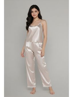Zivame - Gold Satin Top with Pyjama