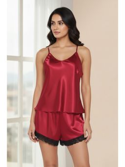 Zivame - Red Satin Sleep Top with Shorts