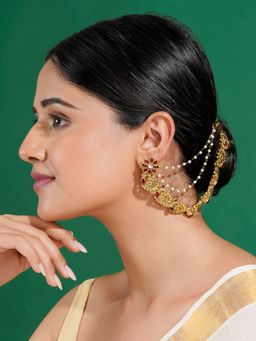 Teejh - Chitrakala Gold Finish Red and Green Kan Chain