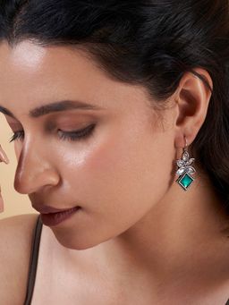 Teejh - Aradhana Teal Silver Oxidised Earrings