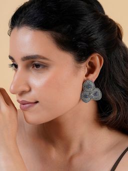 Teejh - Eshita Silver Grey Drop & Dangler Earrings