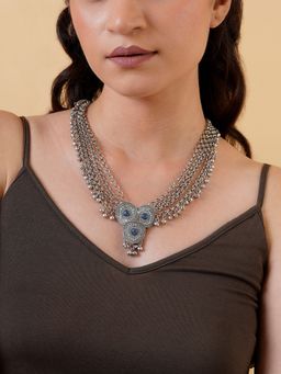 Teejh - Kimaya Silver Grey Necklace