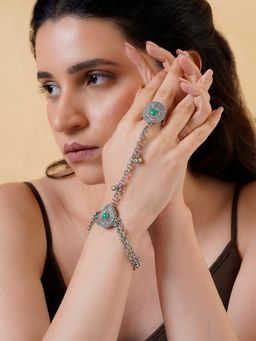 Teejh - Vishruti Silver Turquoise Hathphool