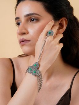 Teejh - Khushboo Silver Turquoise Hathphool