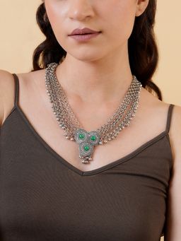 Teejh - Suhasi Silver Turquoise Necklace