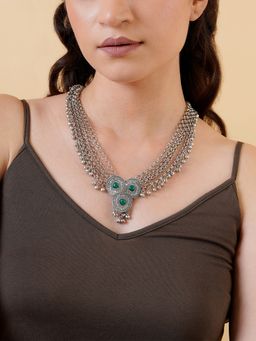 Teejh - Esha Silver Green Necklace