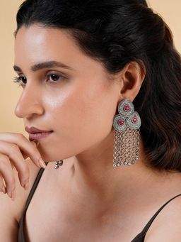 Teejh - Vidula Silver Mehroon Earrings