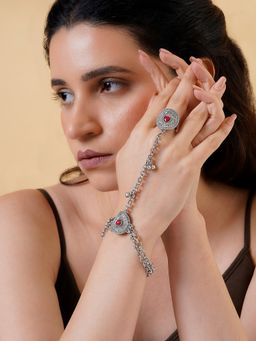 Teejh - Sujata Silver Mehroon Hathphool