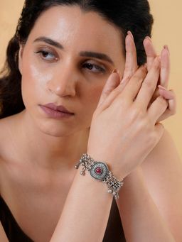Teejh - Tanisha Silver Mehroon Bracelet