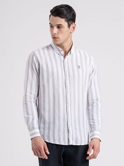 Red Tape - Button Down Striped Shirt for Men Durable and Stylish - Grey