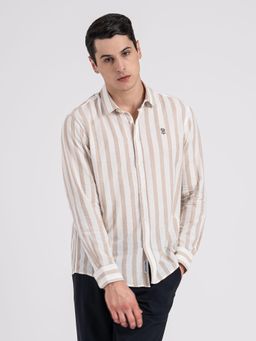 Red Tape - Button Down Striped Shirt for Men Durable and Stylish - Brown