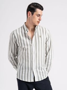 Red Tape - Button Down Striped Shirt for Men Durable and Stylish - Green