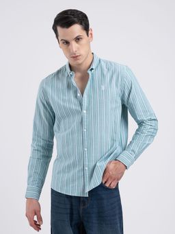 Red Tape - Mens Oxford Stripe Shirt for Casual Everyday Style - Green