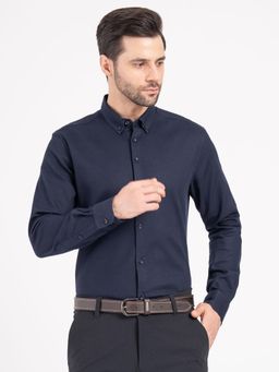 Red Tape - Mens Full Sleeve Dobby Shirt Loose Fit Formal Essential - Navy Blue