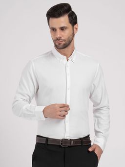 Red Tape - Mens Full Sleeve Dobby Shirt Loose Fit Formal Essential - White