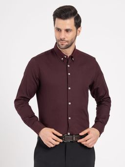 Red Tape - Mens Full Sleeve Dobby Shirt Loose Fit Formal Essential - Maroon