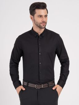 Red Tape - Mens Full Sleeve Dobby Shirt Loose Fit Formal Essential - Black