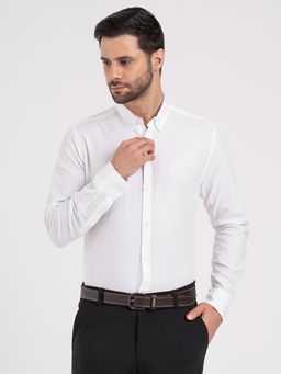 Red Tape - Mens Full Sleeve Dobby Shirt Loose Fit Formal Essential - White