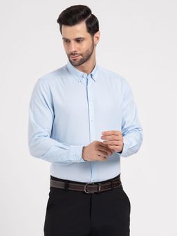 Red Tape - Mens Full Sleeve Dobby Shirt Loose Fit Formal Essential - Blue