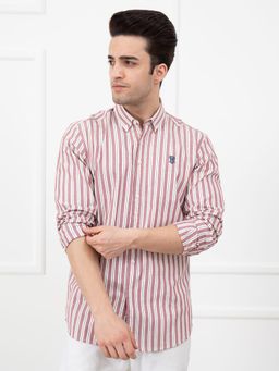 Red Tape - Mens Full Sleeve Oxford Stripe Shirt - Red
