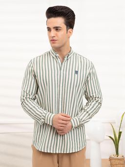 Red Tape - Mens Full Sleeve Oxford Stripe Shirt - Green