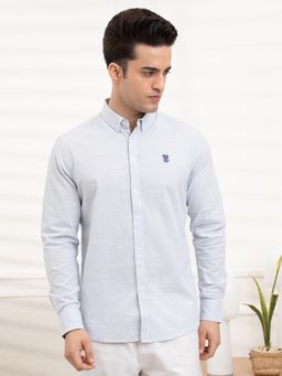 Red Tape - Mens Full Sleeve Stripe Shirt Comfortable Casual Essential - Blue