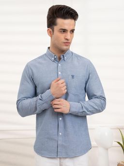 Red Tape - Mens Full Sleeve Solid Oxford Shirt - Blue