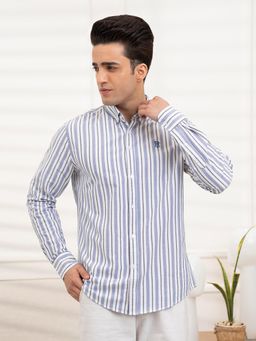 Red Tape - Men's Oxford Shirt With Vertical Stripes For Casual Look - Blue
