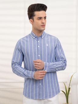 Red Tape - Mens Striped Oxford Shirt Classic Cotton Sophistication - Blue