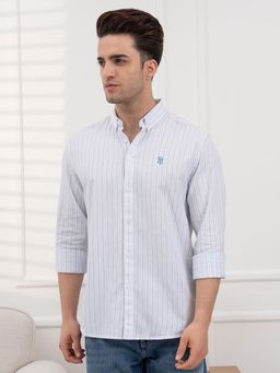 Red Tape - Men's Twill Shirt Striped Casual Comfort Wear - Blue