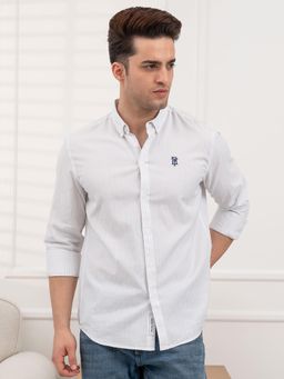 Red Tape - Men's Twill Shirt Striped Casual Comfort Wear - White