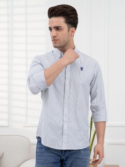 Red Tape - Men's Twill Shirt Striped Casual Comfort Wear - Navy Blue