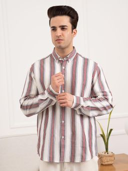 Red Tape - Mens Striped Cotton Shirt for Effortless Everyday Style - Maroon