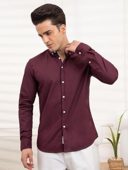 Red Tape - Mens Full Sleeve Poplin Solid Shirt - Wine