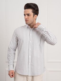 Red Tape - Mens Striped Cotton Shirt for Casual Everyday Style - Grey