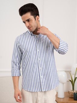 Red Tape - Mens Striped Cotton Shirt for Casual Everyday Style - Blue