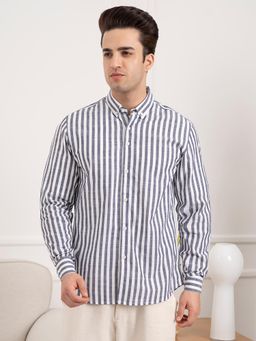 Red Tape - Mens Striped Cotton Shirt for Casual Everyday Style - Blue