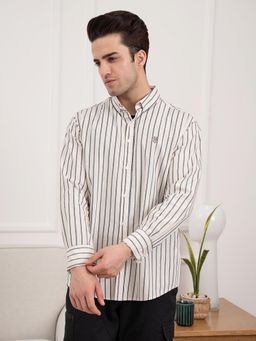 Red Tape - Full Sleeve Striped Shirt for Men Casual Comfort in Classic Style - Beige
