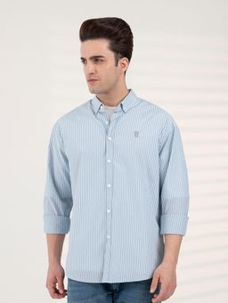 Red Tape - Men's Stripe Shirt Everyday Smart Casual Look - Blue